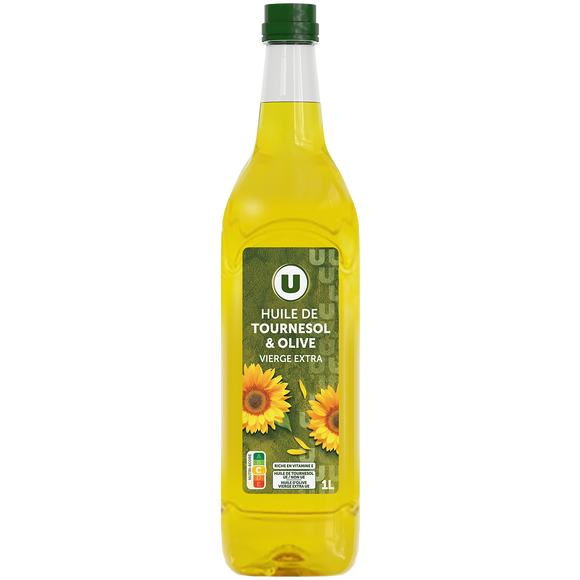 U Melange d'huile de tournesol et huile d'olive vierge extra U 1 litre