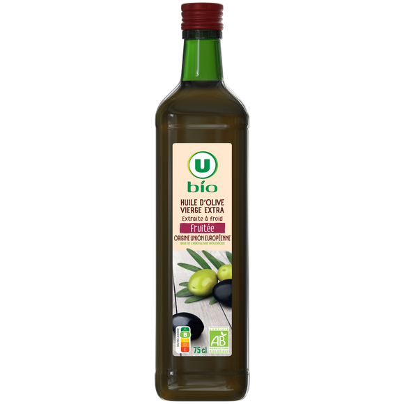 U BIO Huile d'olive vierge extra bio fruitée U BIO, bouteille 75cl