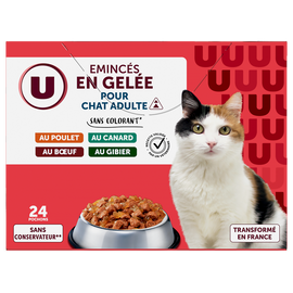 U Sachets fraicheur pour chat Emincés en gelée viandes 24x100g