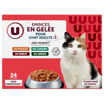 U Sachets fraicheur pour chat Emincés en gelée viandes 24x100g