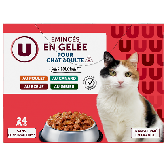 U Sachets fraicheur pour chat Emincés en gelée viandes 24x100g