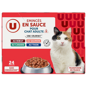 U Sachets fraicheur pour chat sauce viandes & poissons 24x100g