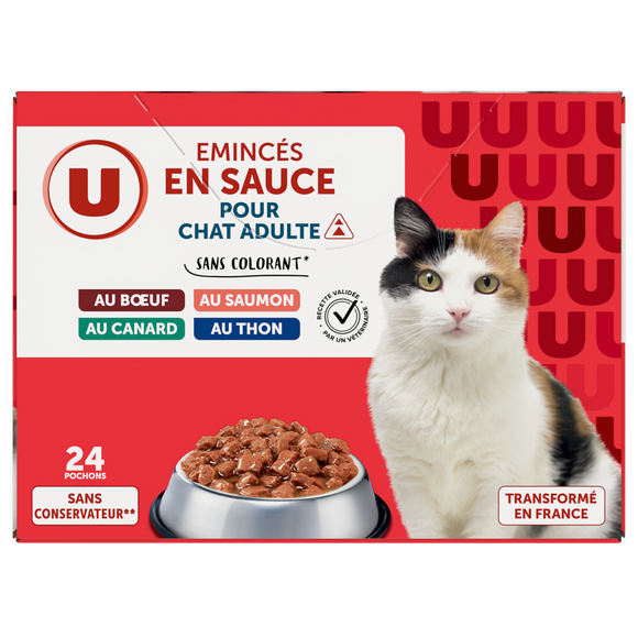 U Sachets fraicheur pour chat sauce viandes & poissons 24x100g