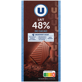 U Chocolat dégustation au lait 48%  Tablette de 100g