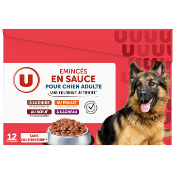 U Sachets fraicheur pour chien adulte Emincés en sauce, 12x100g