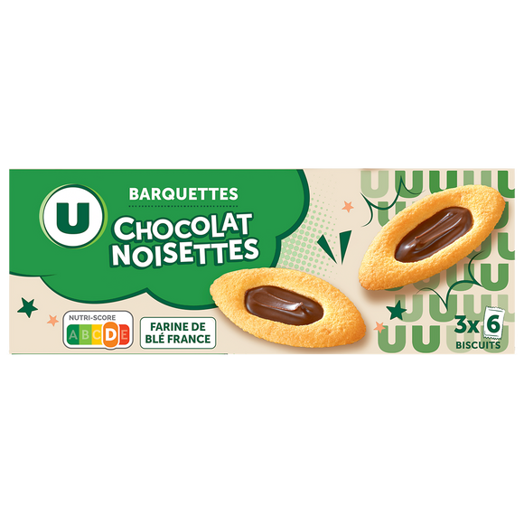 U Barquettes au chocolat et aux noisettes - paquet de 120g
