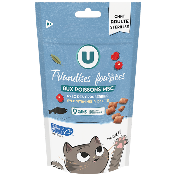U Friandises fourrées au poisson MSC pour chat stérilisé 60g
