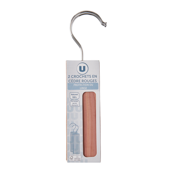U Crochet protection du linge U en cèdre rouge x2