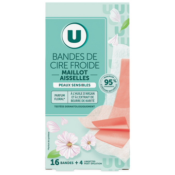U Bande de cire froide pour maillot et aisselles, 2x8