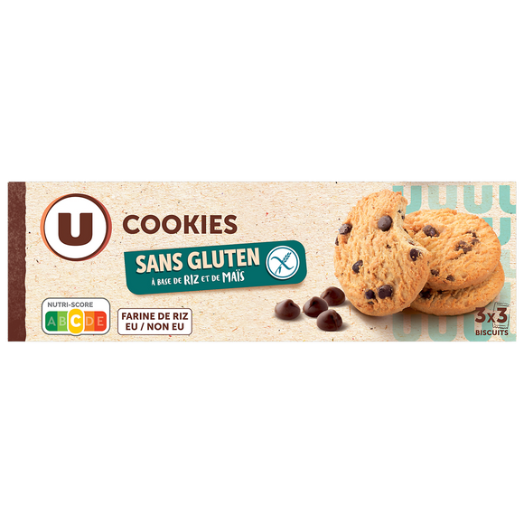 U SANS GLUTEN Cookies pépites chocolat sans gluten 150g