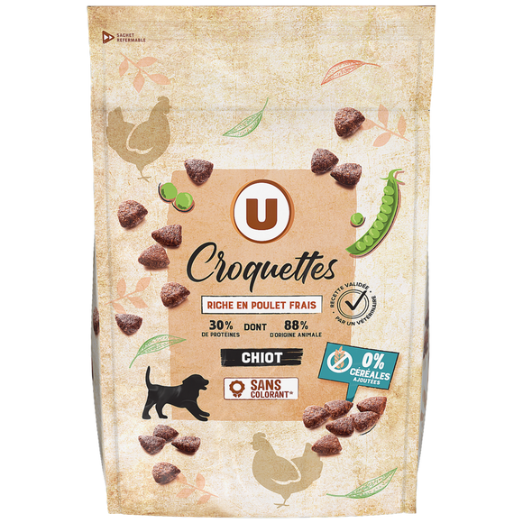 U Croquettes sans céréales riche en poulet frais pour chiot  1,5kg