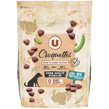 U Croquettes sans céréales riche en dinde fraiche pour chien stérile 3kg