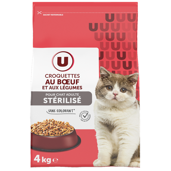 U Croquettes pour chat stérilisé au boeuf & aux légumes 4kg