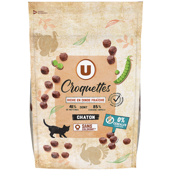 U Croquettes sans céréales riches en dinde pour chaton  1,5kg