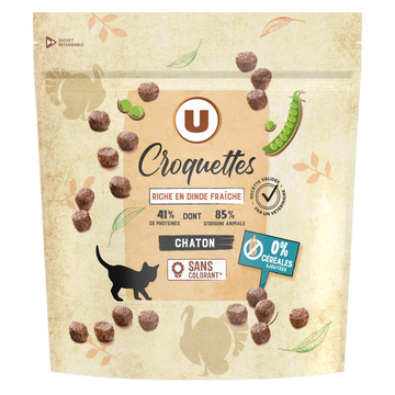U Croquettes sans céréales riche en dinde fraîche pour chaton  450g