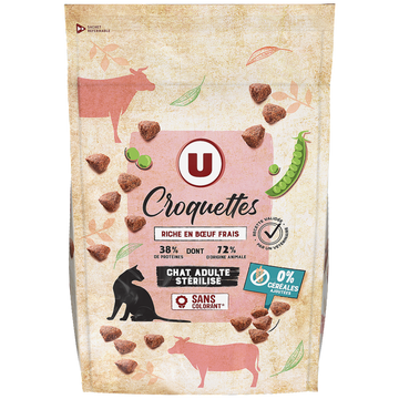 U Croquettes sans céréales.riche en boeuf frais pour chat adulte stérilisé  1,5kg