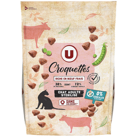 U Croquettes sans céréales riche en boeuf frais pour chat adulte stérilisé  3kg