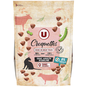 U Croquettes sans céréales riche en boeuf frais pour chat adulte stérilisé  3kg