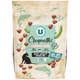 U Croquettes sans céréales riche en saumon frais pour chat adulte stérilisé  3kg