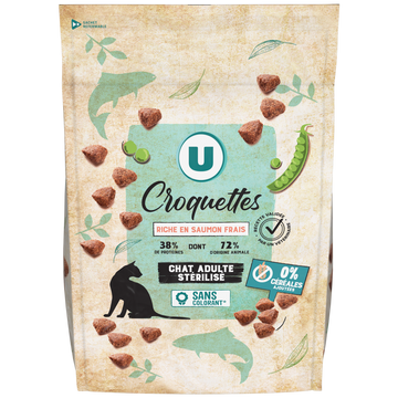 U Croquettes sans céréales riche en saumon frais pour chat adulte stérilisé  3kg