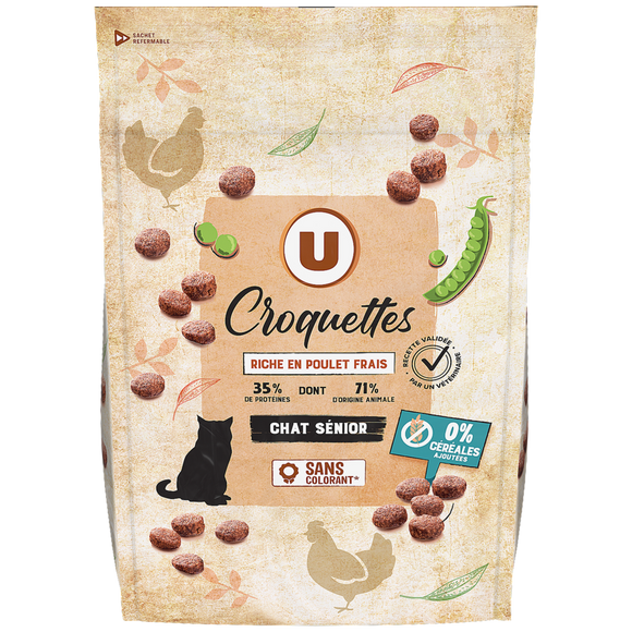 U Croquettes pour chat senior, sans céréales, riches en poulet  3kg