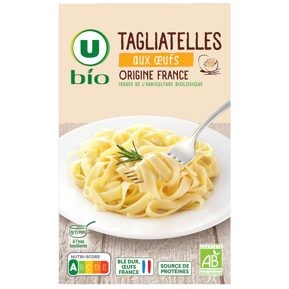 U BIO Pâte Tagliatelles aux oeufs bio, 250g
