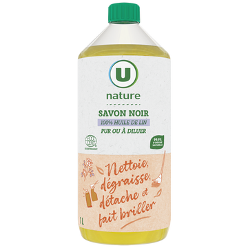 U NATURE Savon noir à l'huile de lin flacon 1L