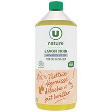 U NATURE Savon noir à l'huile de lin flacon 1L