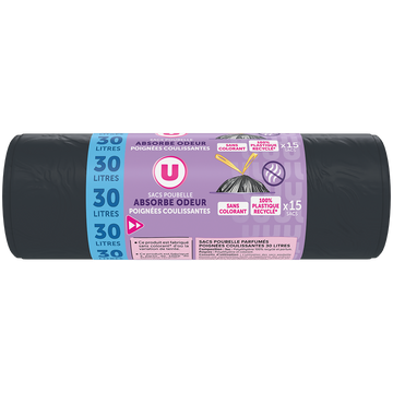 U Sac poubelle liens coulissants U Devor odeur lavande - 30L - x15