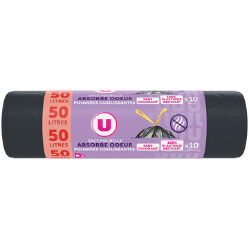 U Sac poubelle liens coulissants odeur lavande - 50L - x10