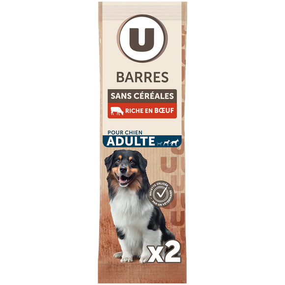 U Friandises Barres haute nutrition riche en viandes pour chien 2x20g