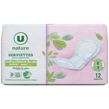 U NATURE Serviettes incontinence normal x12