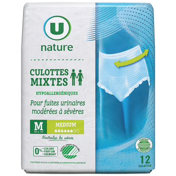 U NATURE Culottes incontinence mixte - Taille M - x12