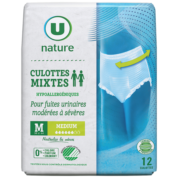 U NATURE Culottes incontinence mixte - Taille M - x12