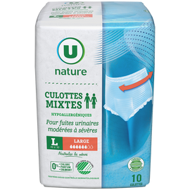 U NATURE Culottes incontinence mixte - Taille L -, x10