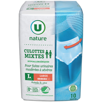 U NATURE Culottes incontinence mixte - Taille L -, x10