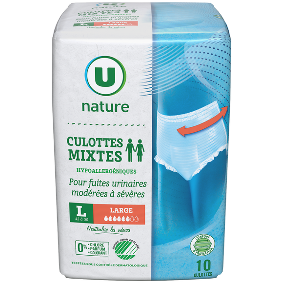 U NATURE Culottes incontinence mixte - Taille L -, x10