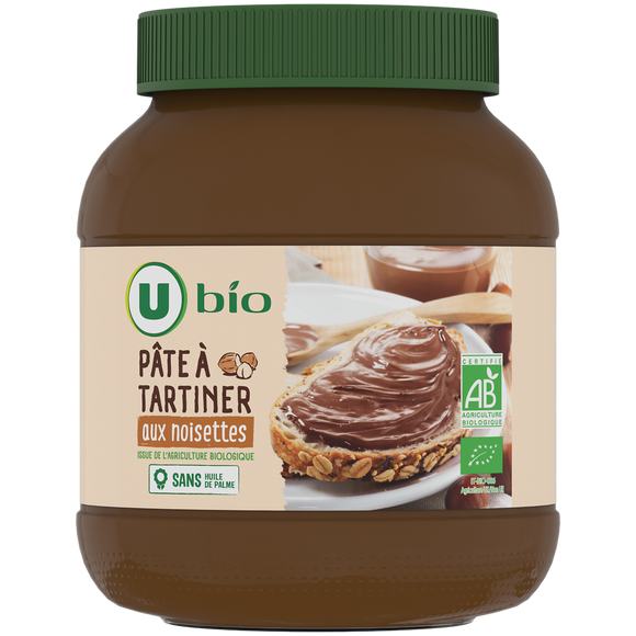 U BIO Pâte à tartiner aux noisettes pot 700g
