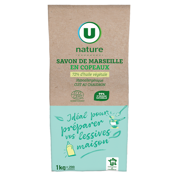 U NATURE Lessive en poudre - Hypoallergénique - 200 lavages - 1 kg