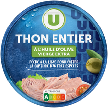 U Thon entier huile olive pêche ligne, 150g