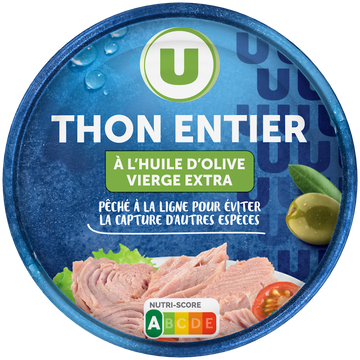U Thon entier huile olive pêche ligne, 150g