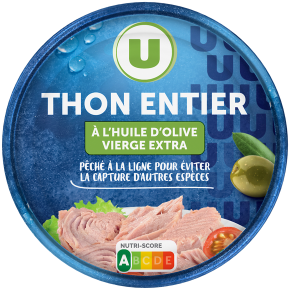 U Thon entier huile olive pêche ligne, 150g