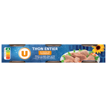 U Thon entier à l'huile de tournesol pêché canne 3 boîtes de 70g soit 2