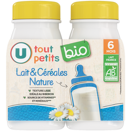 U TOUT PETITS BIO Lait et céréales dès 6 mois 2 bouteilles de 250ml
