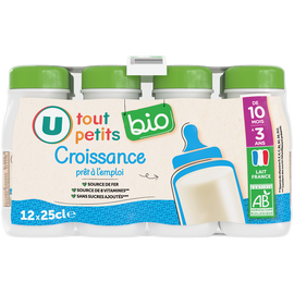 U TOUT PETITS BIO Lait de croissance DHA 10 mois à 3 ans 12x25cl