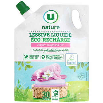 U NATURE Lessive liquide - Magnolia-Lys - 30 lavages - RECHARGE - 1.5 l
