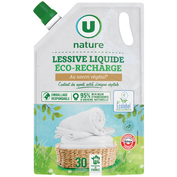 U NATURE Lessive liquide au savon végétal 30 lavages - 1,5L