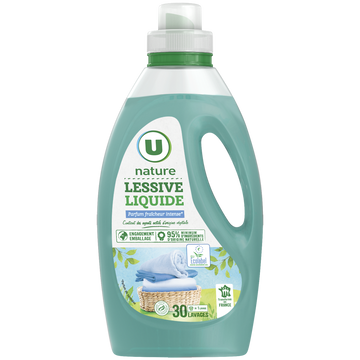 U NATURE Lessive liquide parfum fraîcheur intense 30 lavages 1,5litres