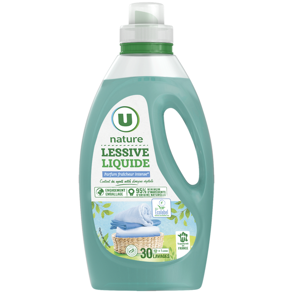 U NATURE Lessive liquide - Fraîcheur intense - 30 lavages - 1.5 l