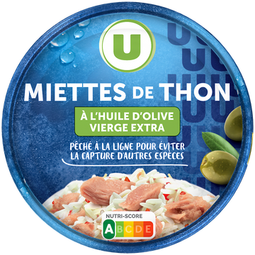 U Miettes de thon huile olive peche ligne, 150g